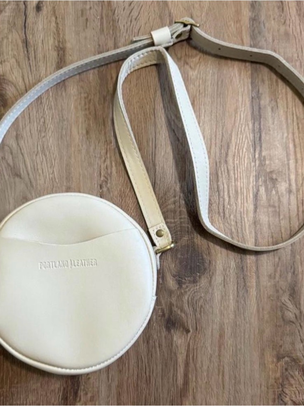 Portland Leather Small Circle Crossbody Bag in Bone
